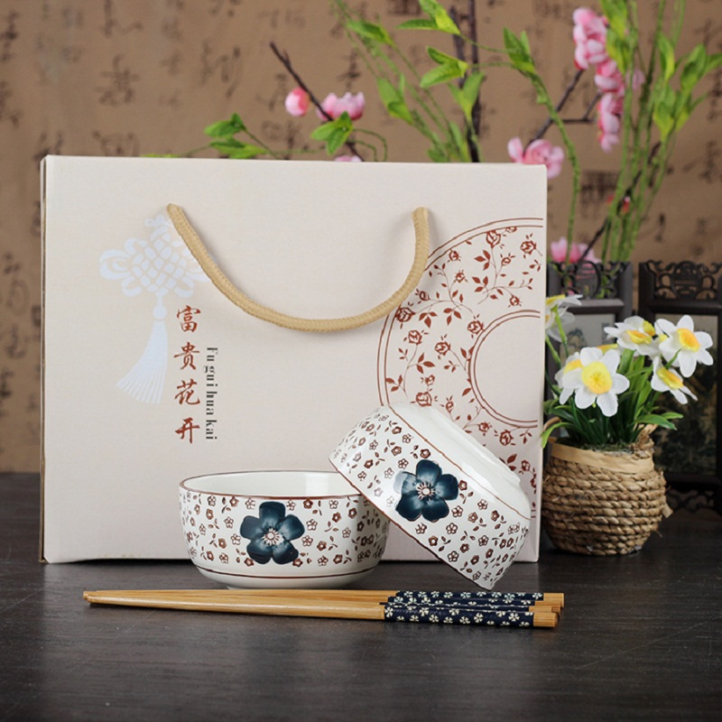 企业定制SCP 富贵花开2碗2筷套装 SCP-1995 碗筷套装宣传//活动礼品(套)