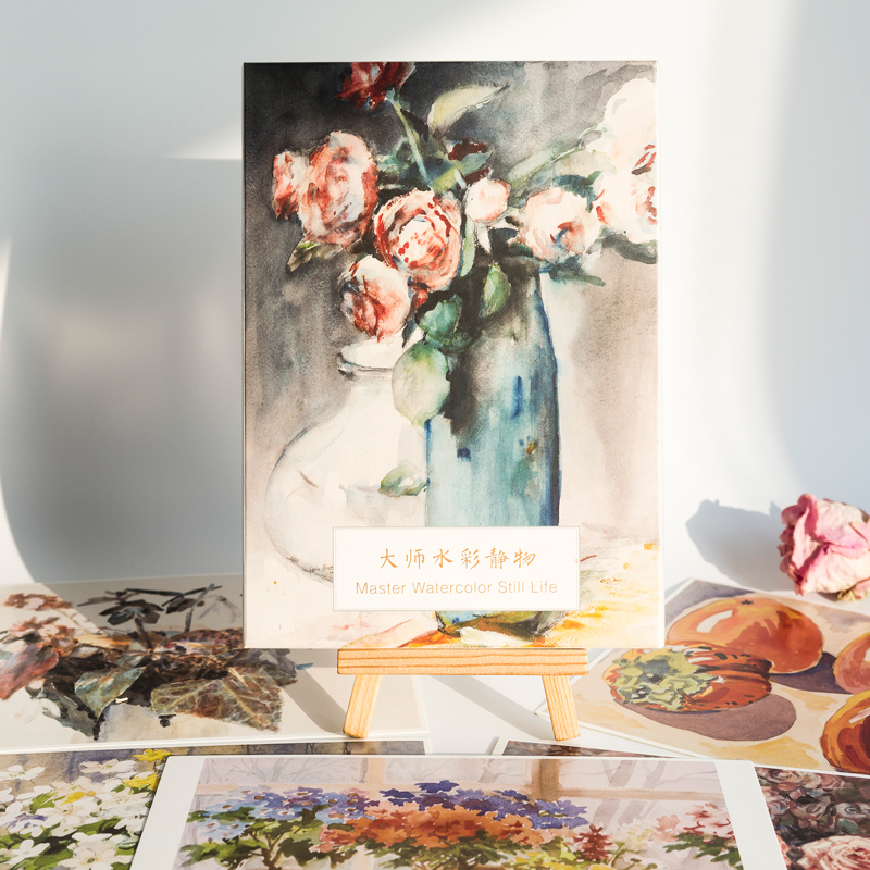 [正版]彦和出版大师水彩静物艺术明信片画作文创留言卡油画卡油画风景作品唯美文艺小清新精美卡片礼物套装世界名画生日贺卡片