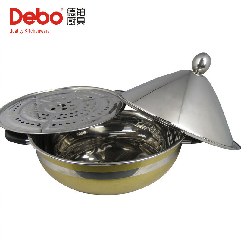 Debo德铂瓦尔堡汤蒸锅塔吉锅不锈钢多用锅大口径26cm