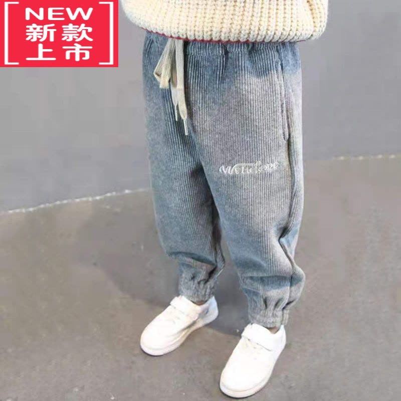 可莉允男童加绒加厚灯芯绒长裤秋冬女宝宝保暖呢子裤小孩儿童外穿哈伦裤保暖裤图片