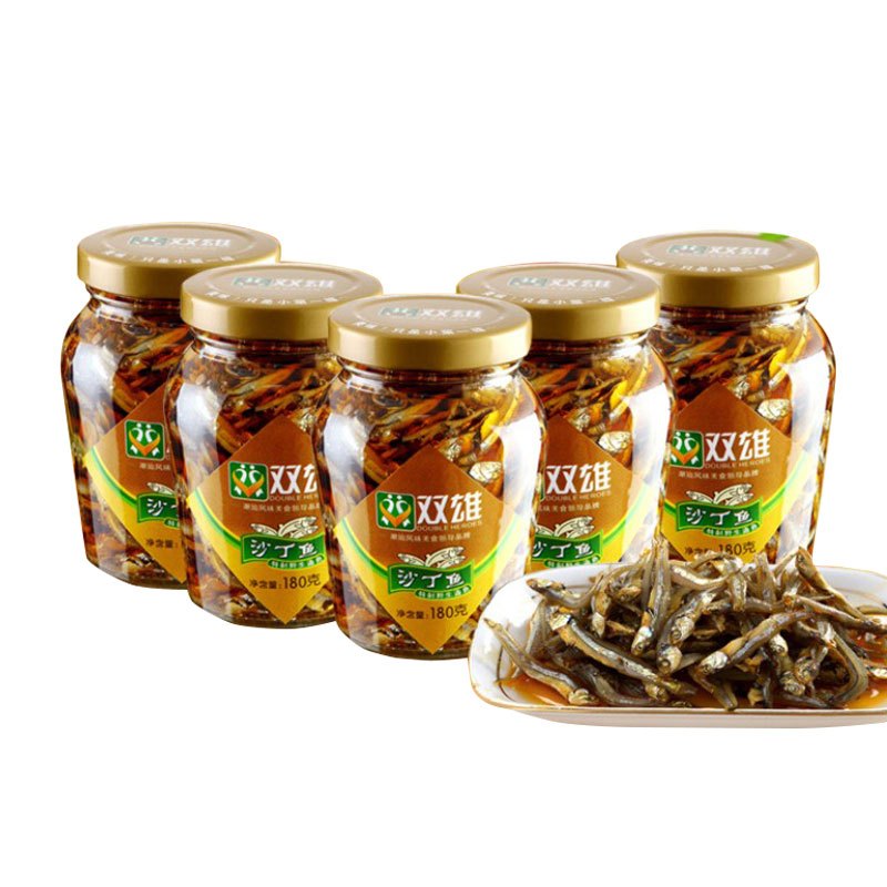 双雄沙丁鱼180g/瓶 罐头组合装佐餐下饭小菜 5瓶