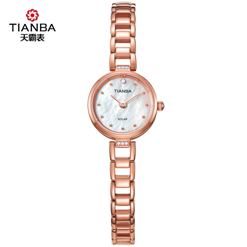 天霸(TIANBA)光彩系列光能手表女小巧精致时尚气质手链表迷你小表盘专柜同款女士简约光能表 TL9012.08SR