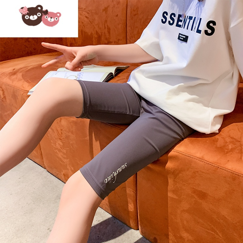绿彩虹光女童打底裤夏季儿童裤子夏装鲨鱼裤大童薄款安全裤防走光五分短裤