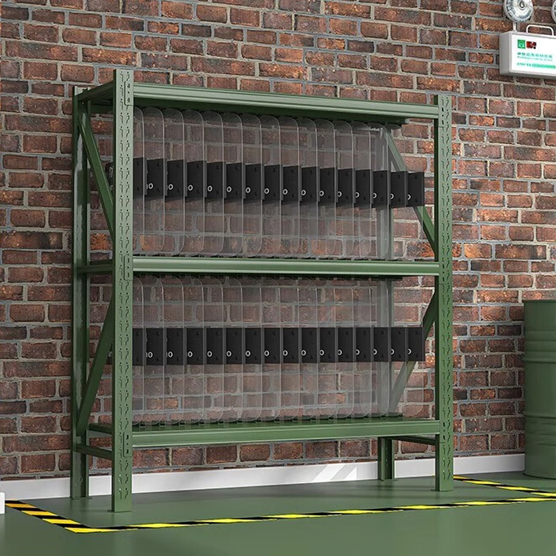 湘渭消防铁锹镐农具摆放架安保装备器材存放架绿色货架双层盾牌中型-主架高清大图