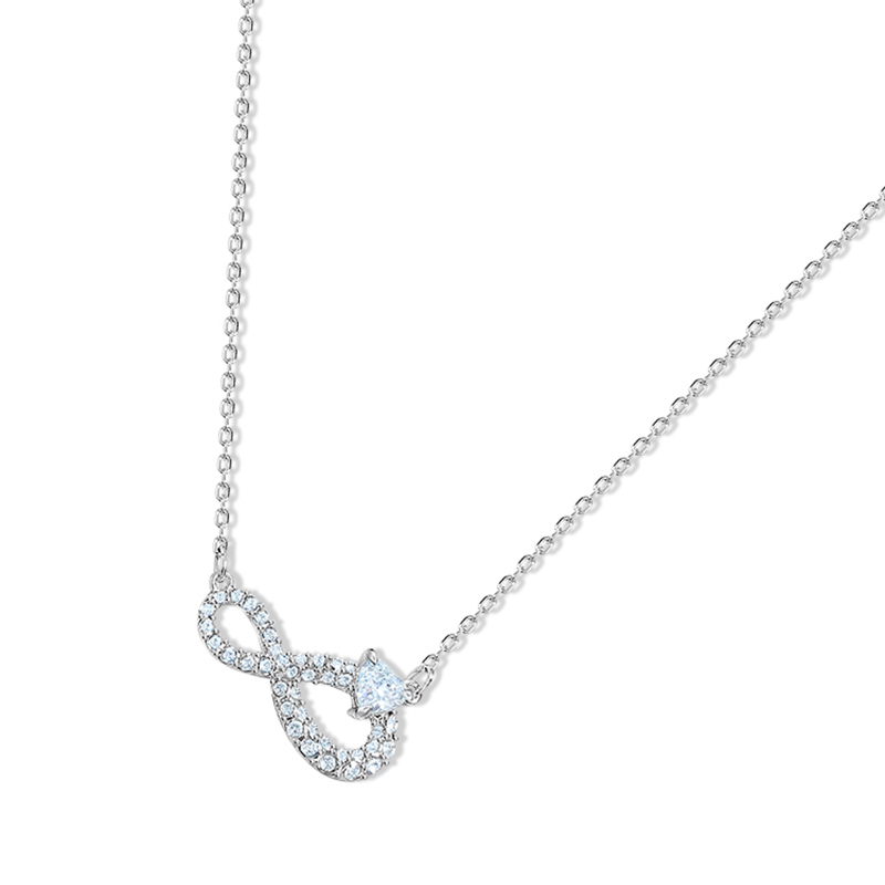 施华洛世奇(SWAROVSKI)新款无限爱心银色吊坠项链银色人造水晶 送恋人5520576