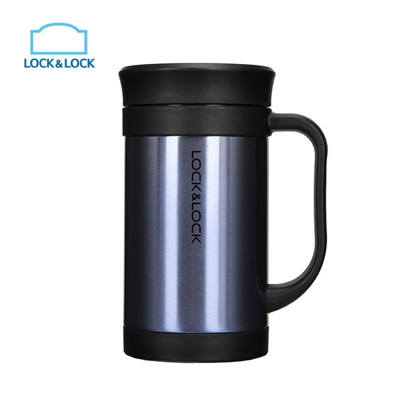乐扣乐扣(lock&lock)办公室保温杯男女不锈钢咖啡马克杯便携泡茶保温杯 LHC4030SG(400ml)宝石蓝高清大图
