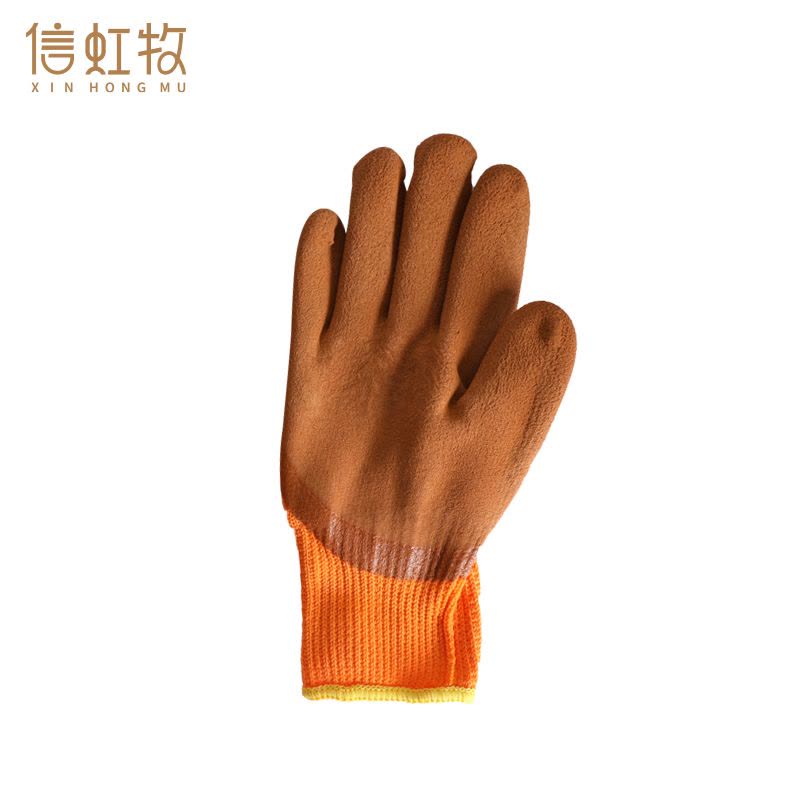 信虹牧 毛圈pvc手套手掌防滑 咖啡色 双图片