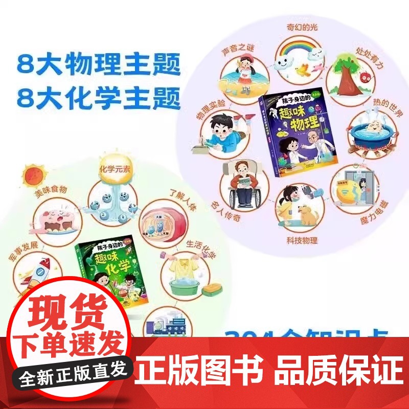 [抖音同款]孩子身边的趣味物理化学全套2册正版漫画趣味物理化学启蒙书儿童趣味百科全书漫画版小学生科普书籍课外阅读课外书高清大图