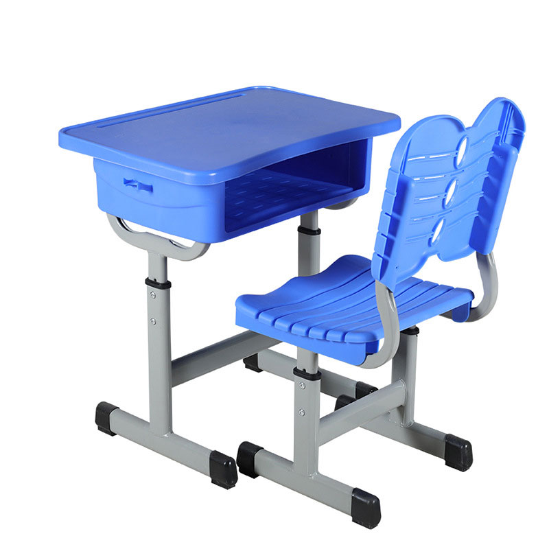 阿拉贡中小学生培训补习班学习桌学校写字桌套管升降塑钢课桌椅【工厂现做 7天内发货】 套管靠背深蓝