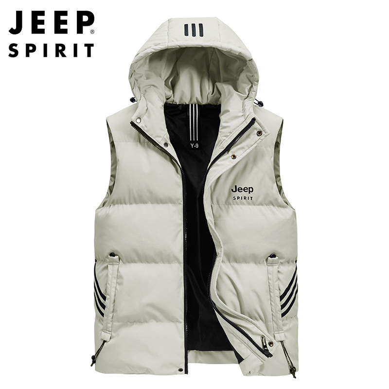 Jeep Spirit吉普立领加棉马甲背心休闲运动马甲衣摄影钓鱼棉坎肩简约百搭款图片 高清实拍大图 苏宁易购
