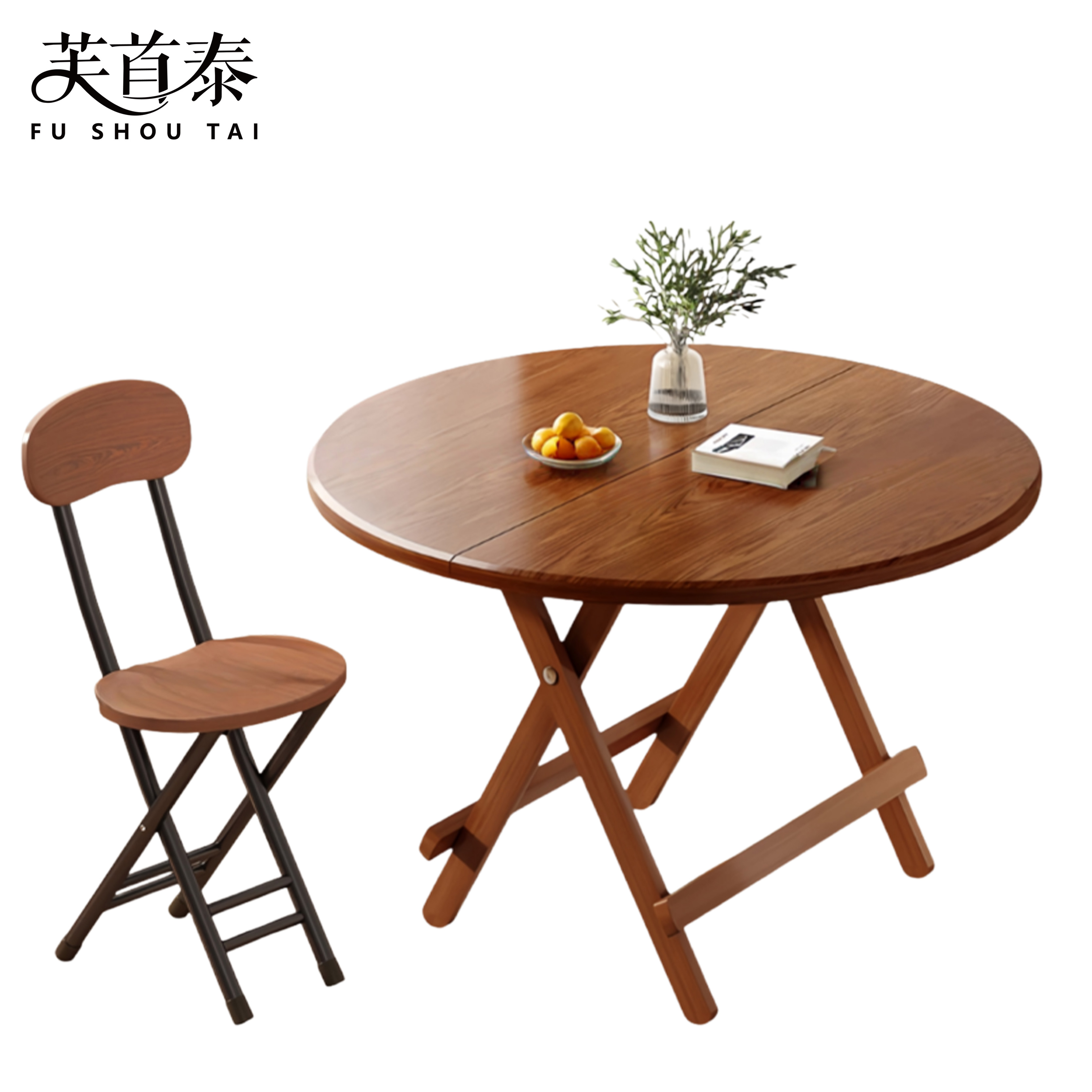 芙首泰圆餐桌椅1000*1000*750mm(1桌4椅)套高清大图