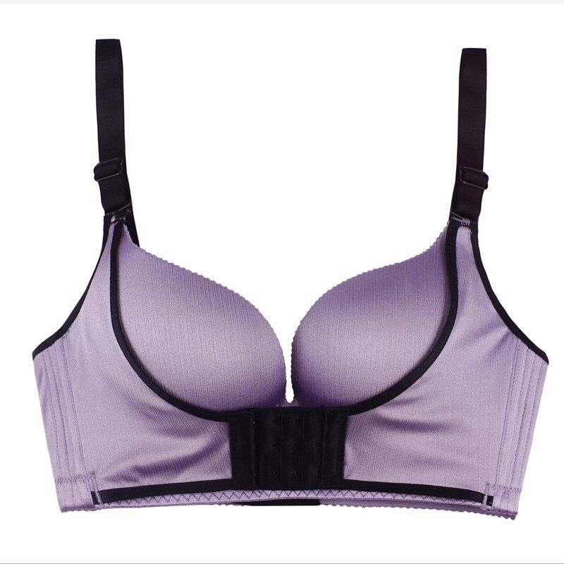 e杯神器前扣无痕无钢圈文胸小胸性感调整型拉丝内衣单件套装黑色单件3