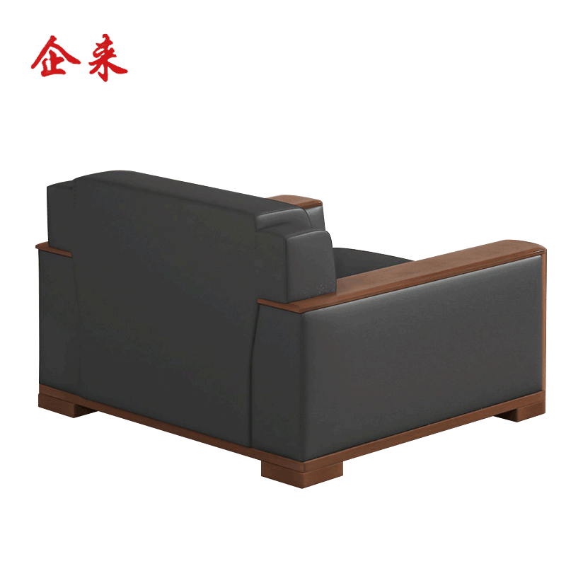 企来牛皮实木沙发 1050*900*920mm 个高清大图