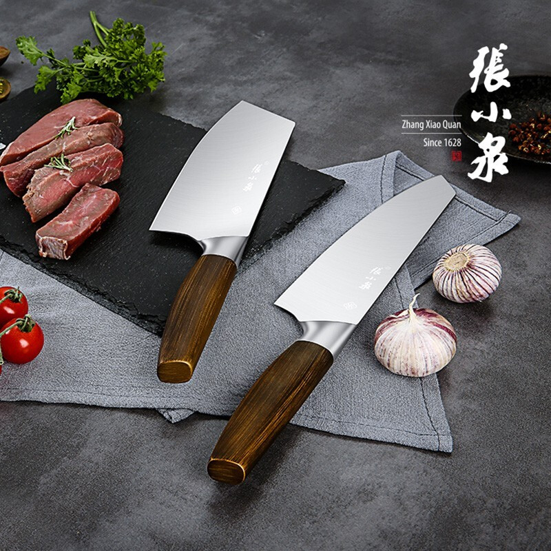 张小泉菜刀家用切片厨师专用厨房不锈钢切肉切菜厨房刀具鬼冢系列斩切刀(单把)高清大图