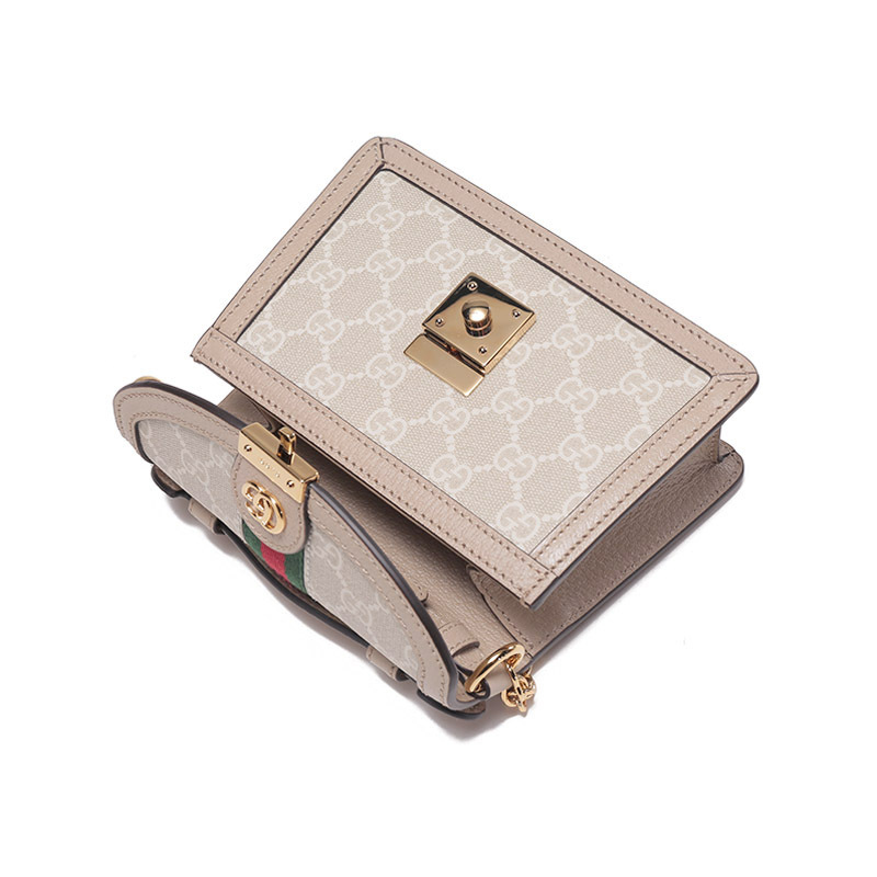 古驰gucci女士ophidia系列帆布配皮迷你款手提单肩斜挎包链条包696180