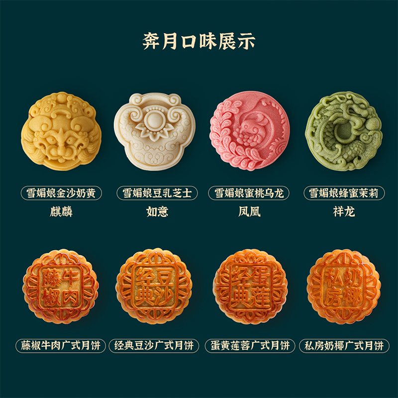 YOTIME中秋礼品月饼礼盒460g立体画国潮包装蛋黄莲蓉广式月饼桃山流心月饼水晶月饼 中秋节礼物团购定制