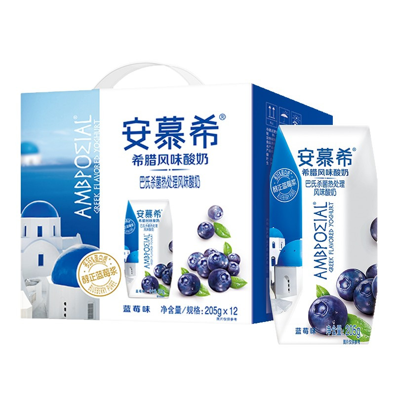 伊利 安慕希酸奶原味 希腊风味营养早餐饮品 205g*12盒