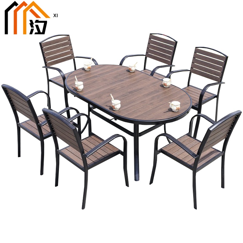 汐户外桌椅一桌六椅套高清大图