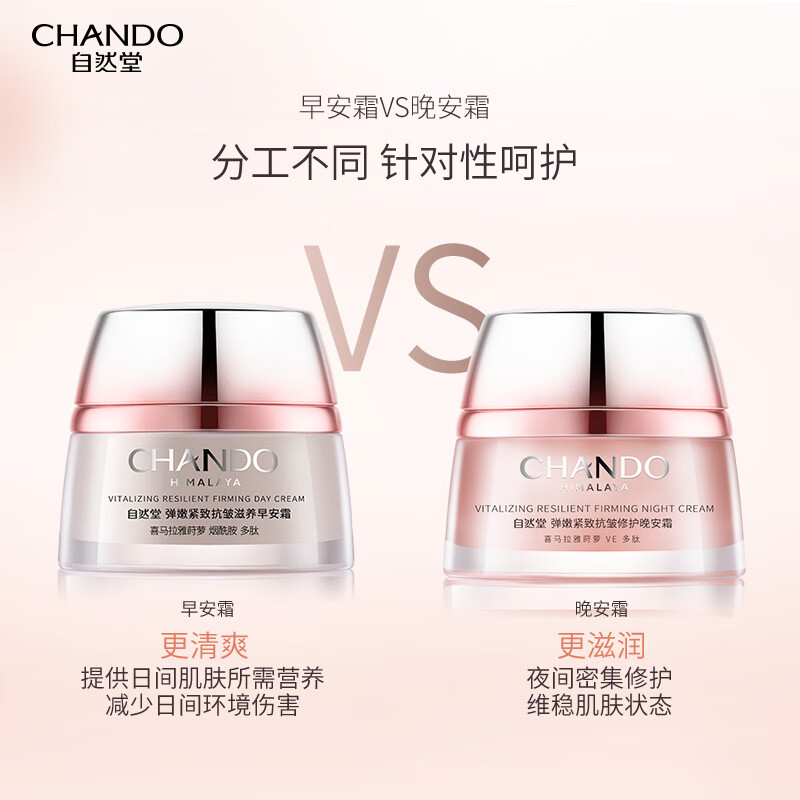 自然堂(CHANDO)提拉紧致细腻肌肤弹嫩紧致抗皱修护晚安霜50g高清大图
