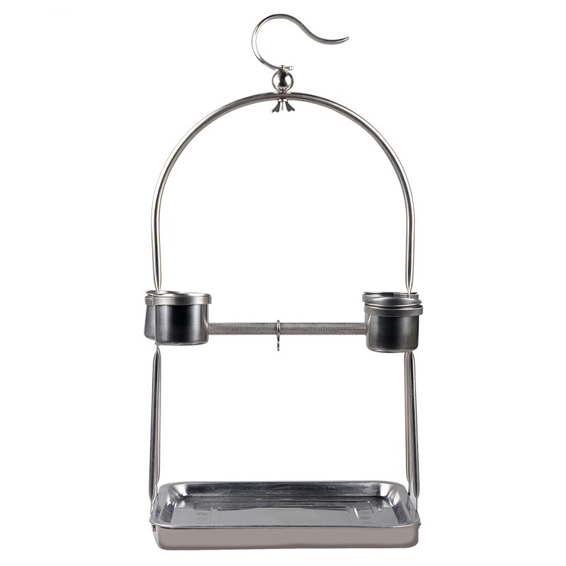 中小型鹦鹉不锈钢挂架站架 鹩哥八哥小太阳画眉金属鸟笼子 新小小挂架-32*25*60 默认颜色