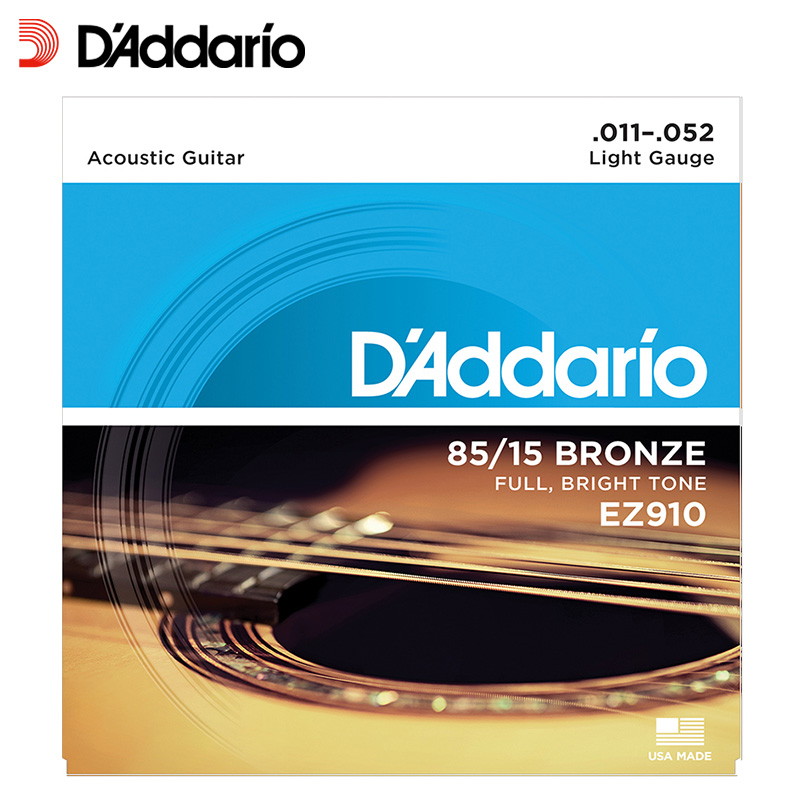 达达里奥(D'Addario)EZ910 美国原装进口民谣吉他弦套弦琴弦 EZ910(11-52黄铜)