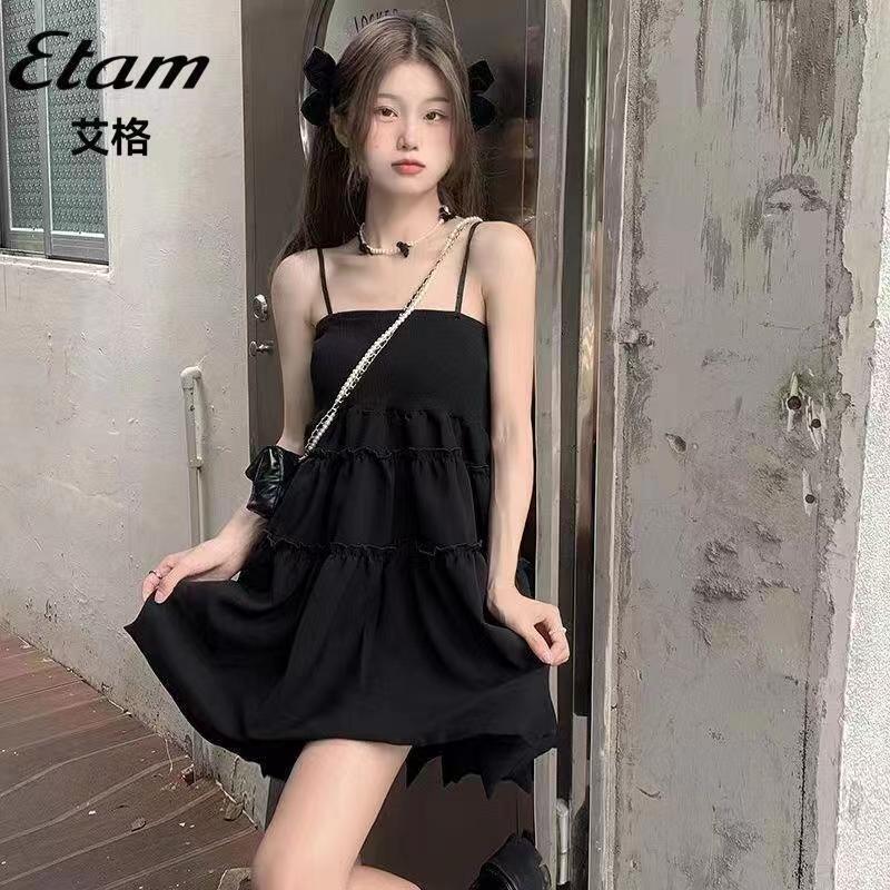 艾格纯欲辣妹吊带连衣裙女网红同款夏季小个子收腰甜美初恋蓬蓬裙视频