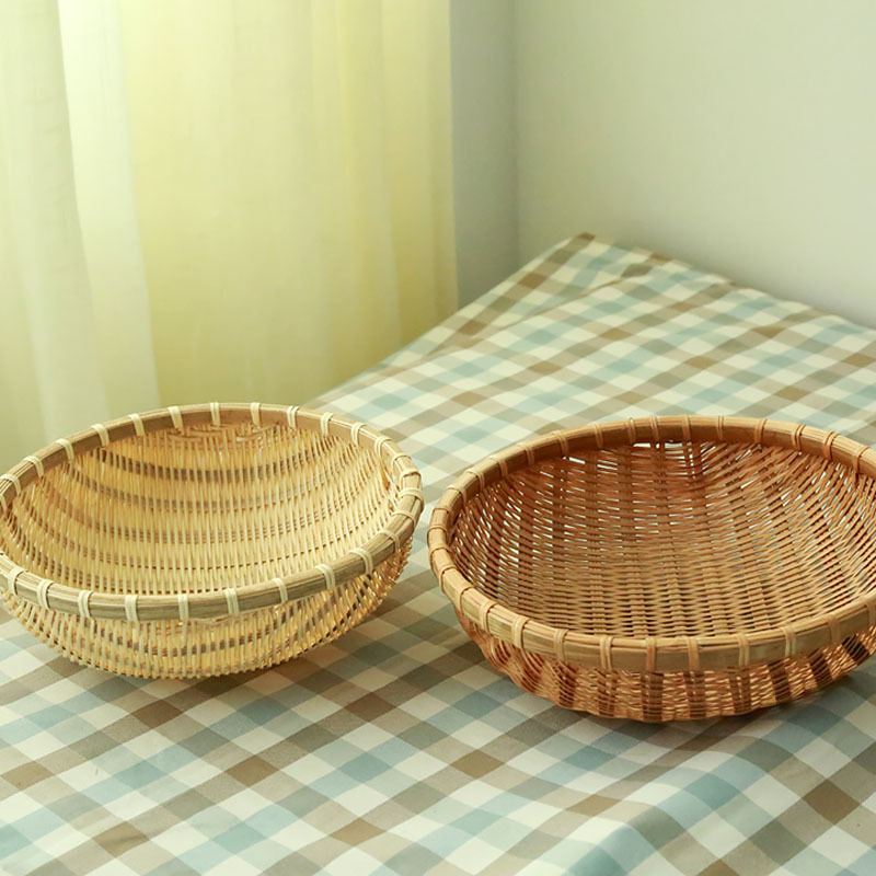 竹编筐点心筐收纳筐阿斯卡利ascari菜筐圆簸箕馍筐零食筐提示勿拍烟熏