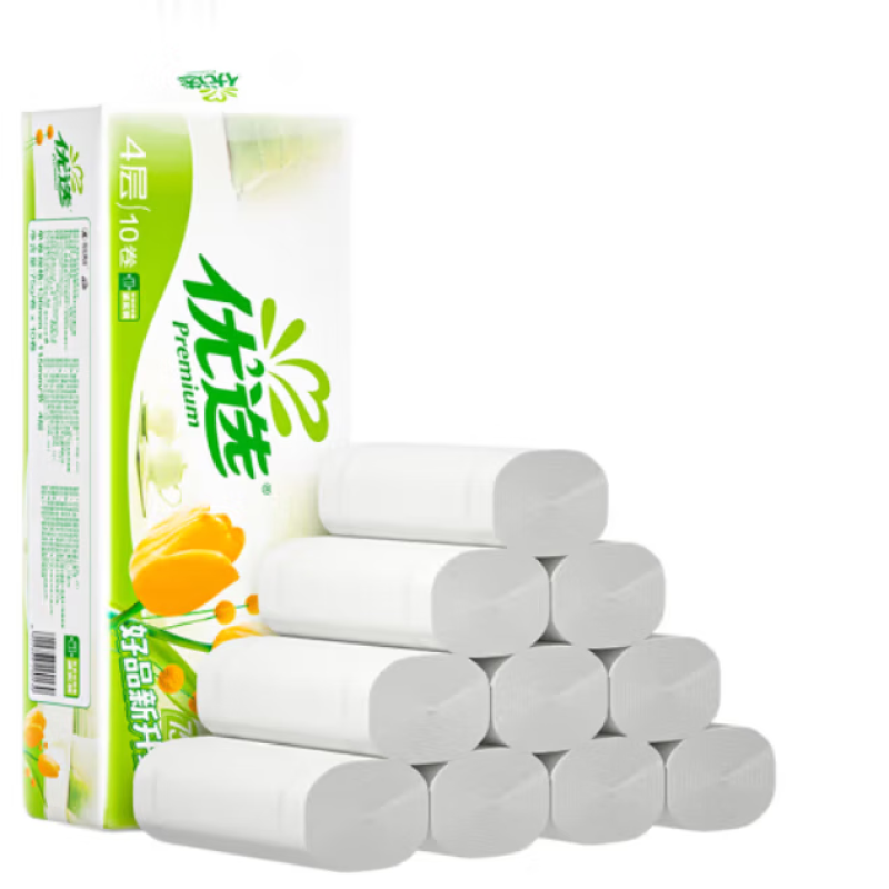 LR910(提装)优选郁金香系列75克10粒装四层无芯卫生纸(橙花)单提(5件起订)