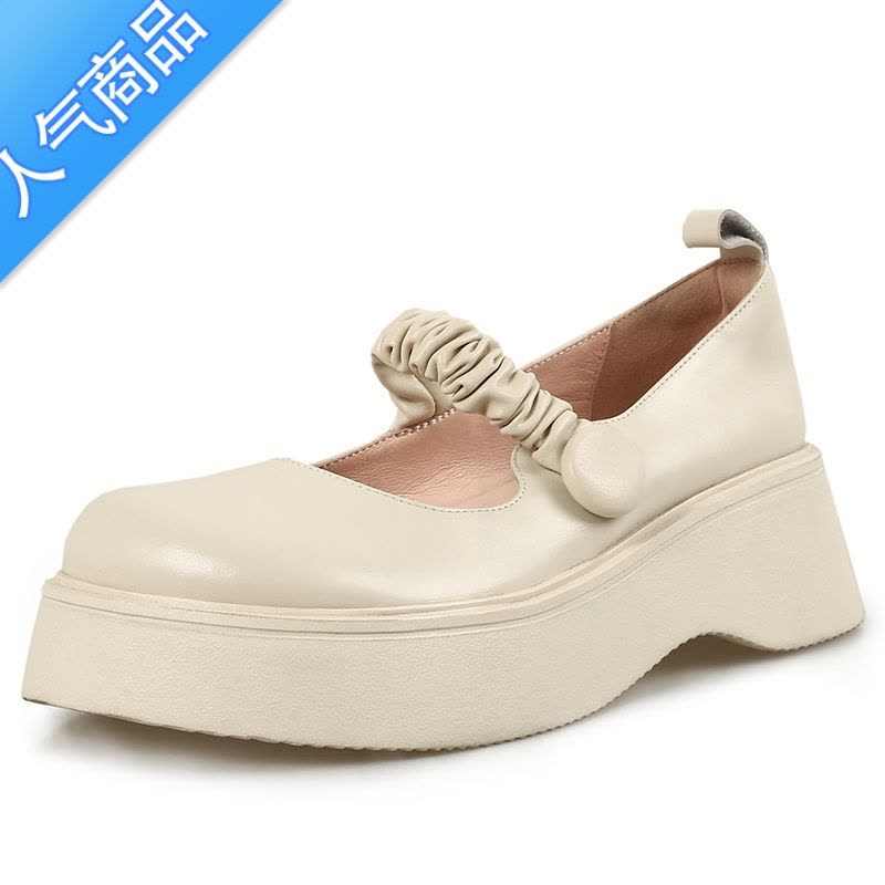 SUNTEK玛丽珍小皮鞋女配裙子2023春秋日系jk大头厚底增高法式乐福鞋单鞋图片