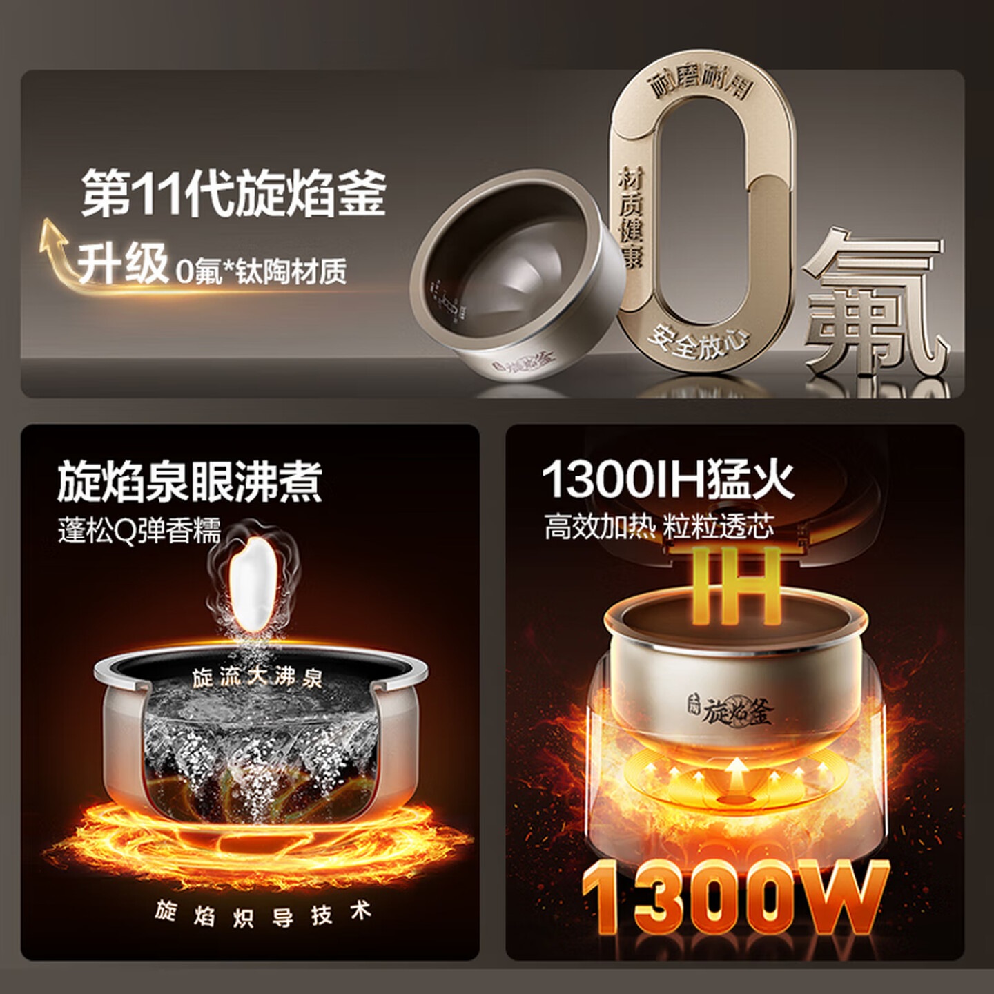 苏泊尔(SUPOR)旋焰釜电饭煲 家用IH电炖锅 语音本釜0氟钛陶多功能煮饭不粘泉眼4L电饭锅F40H73高清大图