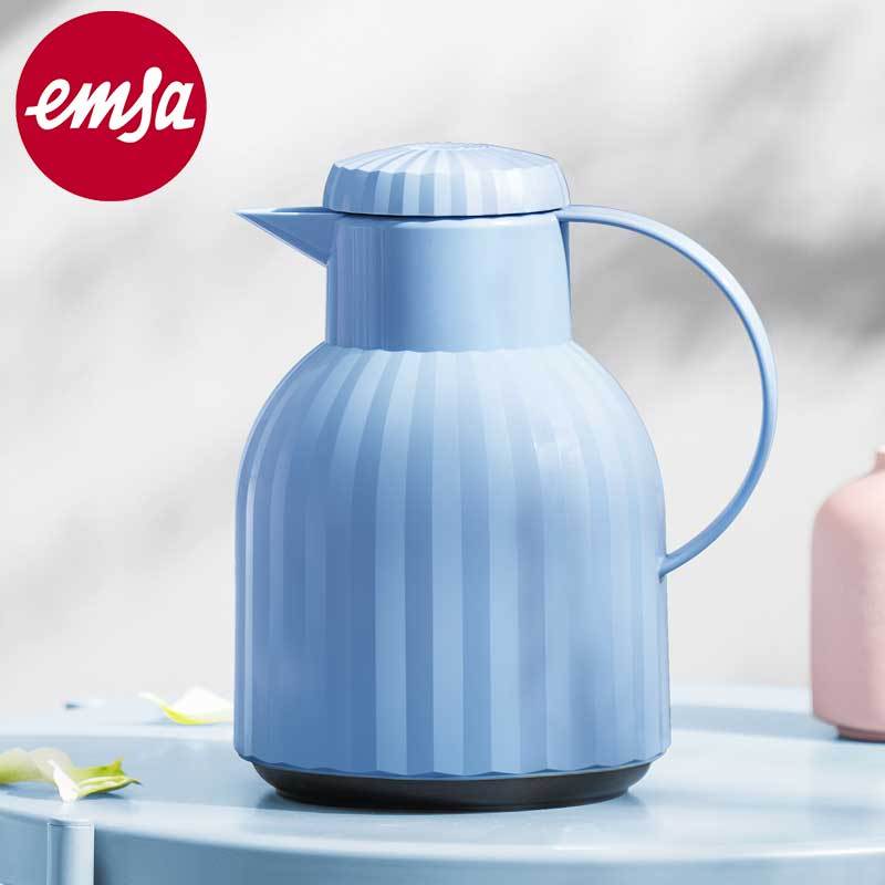 爱慕莎（emsa）桑巴公主裙系列家用欧式保温壶热水瓶玻璃内胆小暖瓶1.0L玫瑰粉色/浅蓝色