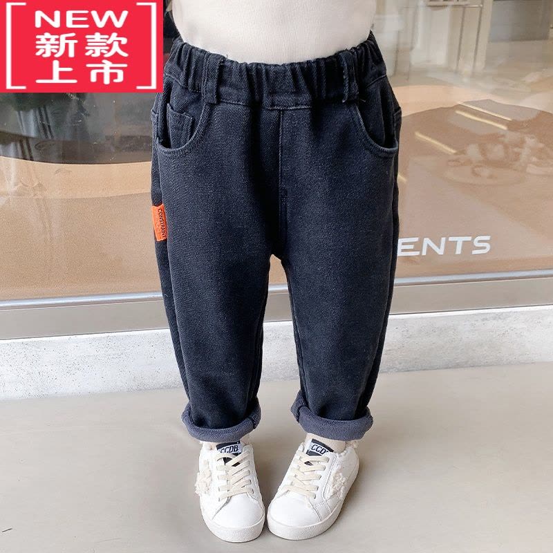 可莉允女童一体加绒牛仔裤秋冬2022新款童装女宝宝加厚儿童冬季保暖裤子图片