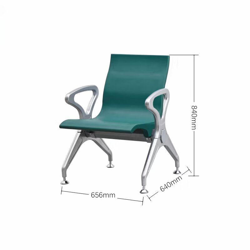锦北多人机场椅PU候诊椅聚氨酯连排休息椅自结皮医院等候椅单人位绿色高清大图