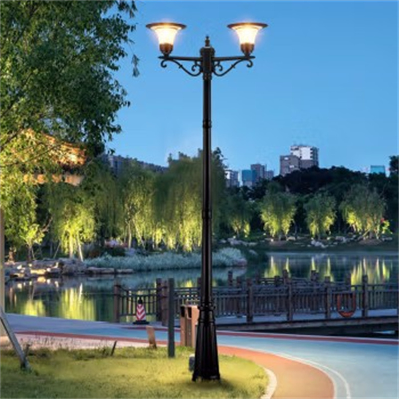 环杰高杆灯hj1481超亮简约花园庭院灯双头255米太阳能