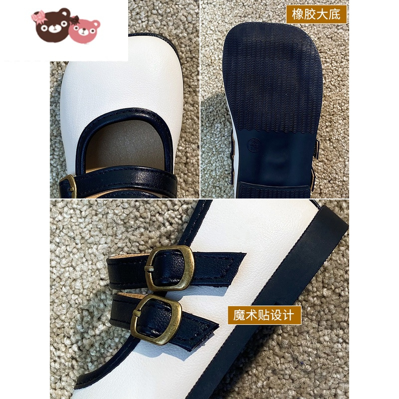 绿彩虹光女童小皮鞋2022年春秋季新款儿童洋气魔术贴单鞋小女孩时尚公主鞋