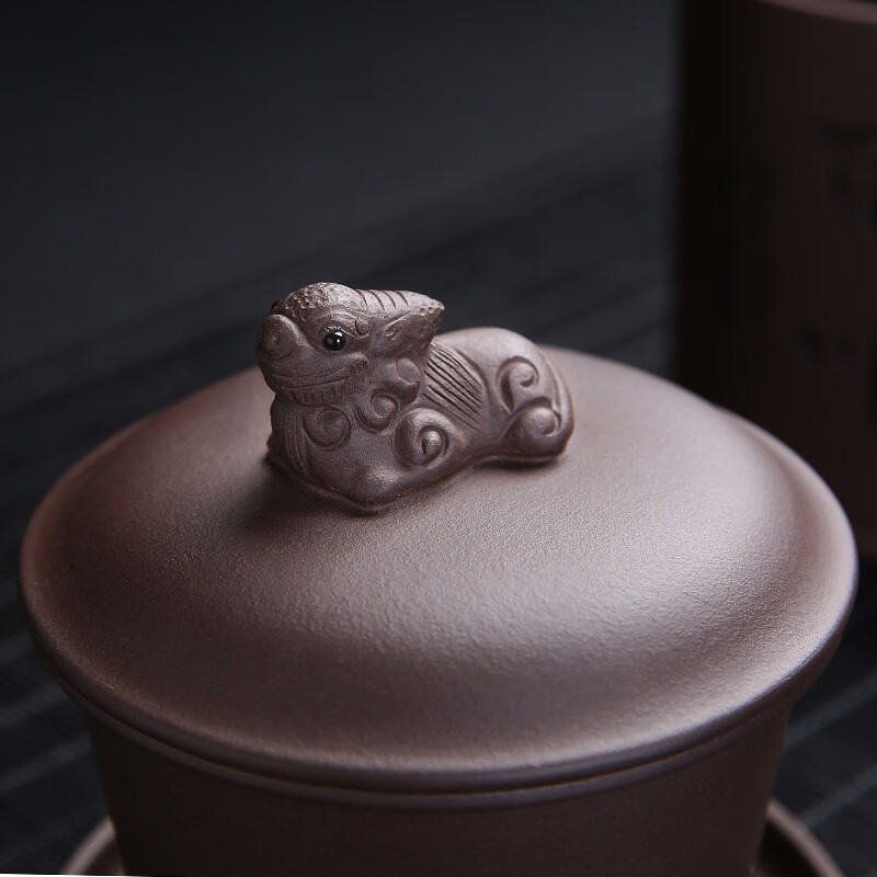 金镶玉 海纳百川四件套紫砂杯 宜兴原矿紫砂茶杯泡茶杯茶水分离杯茶缸功夫茶具 480ml高清大图