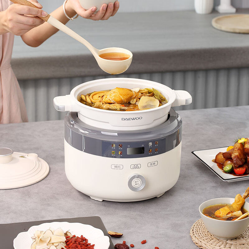 大宇(DAEWOO) 1200W多功能料理锅微压聚能加热4.3L 科洛白 DYLL-12N06高清大图