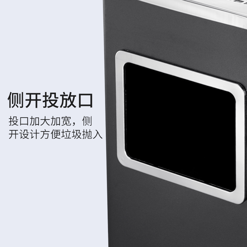 全洛兴不锈钢圆形大号商用垃圾桶立式烟灰桶电梯口高档户外方型黑色烤漆