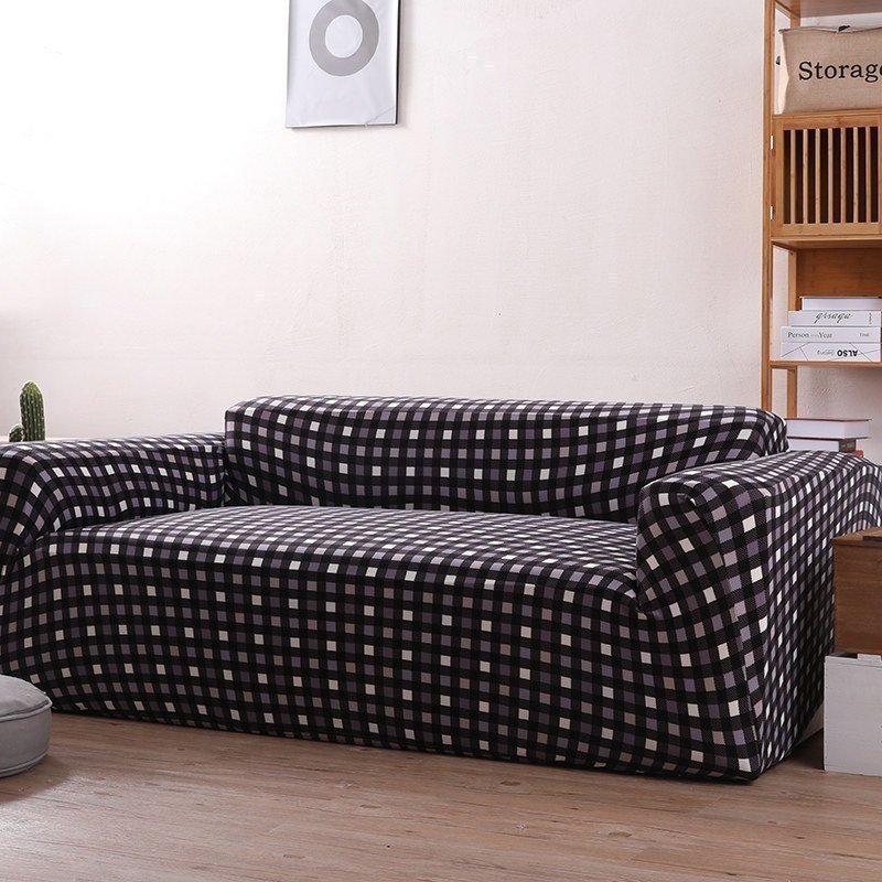 沙发套罩全包萬能套弹力通用型防滑懒人沙发罩皮沙发垫巾 儒雅方格 XL号【一般适合235-300cm】(尺寸可以咨询客服)