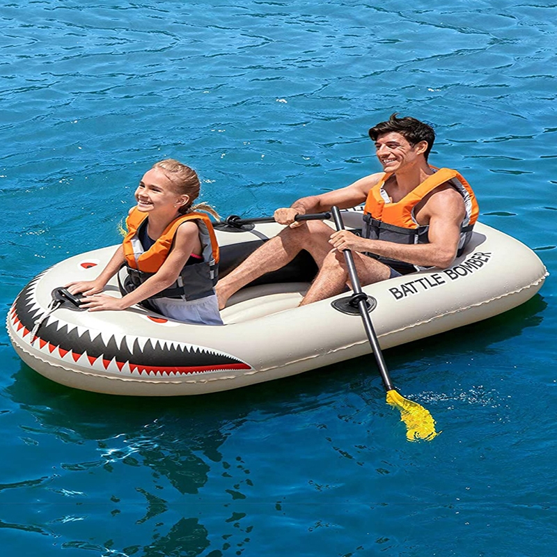 古达加厚单人双人充气船塑料艇皮划艇气垫船钓鱼船划桨冲浪漂流沙滩