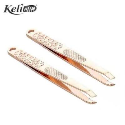 KELI高级镀金眉夹小镊子不锈钢眉钳修眉套拔毛眉毛钳修眉夹拔胡子 单支