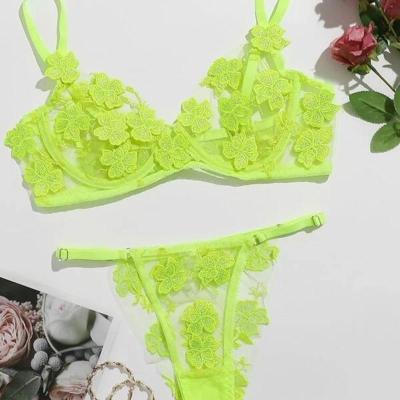 全透明露胸胸罩乳头透明文胸女薄款网纱层带钢圈聚拢性感荧光绿s50