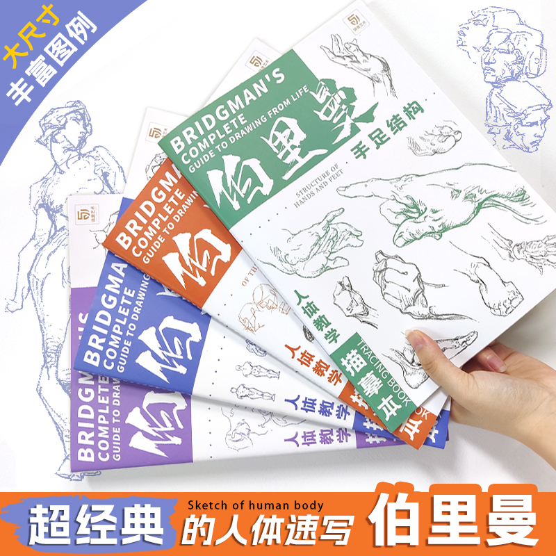 [正版]伯里曼 动态比例 篇 人体教学描摹本 伯里曼人体结构临摹描摹练习册 素描人体结构速写基础自学描摹练习册高清大图