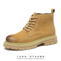中帮马丁靴男款冬季工装户外靴子真皮厚底美式高帮休闲鞋