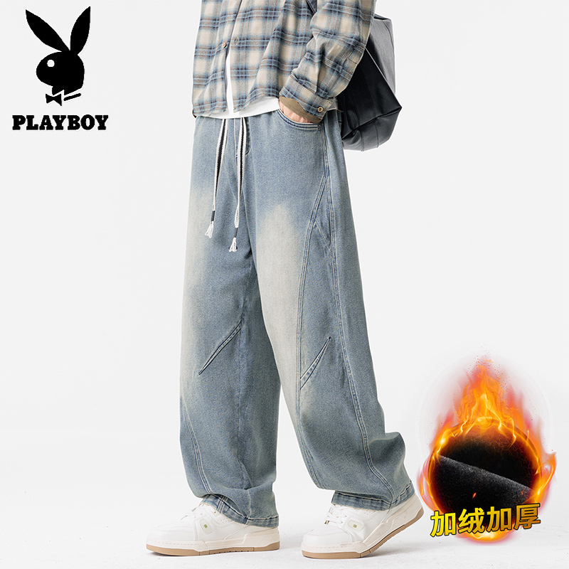 花花公子新款宽松大码直筒牛仔裤_215高清大图