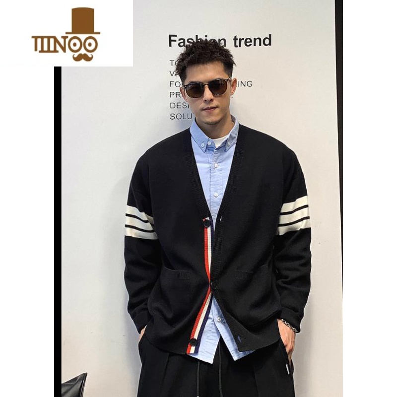 YANXUV领针织开衫外套男毛衣2023新款薄款休闲长袖上衣