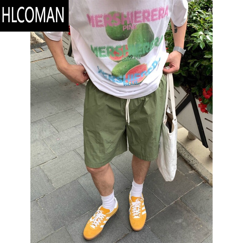 HLCOMAN美式多巴胺透气尼龙速干短裤男女国潮百搭宽松运动情侣五分裤