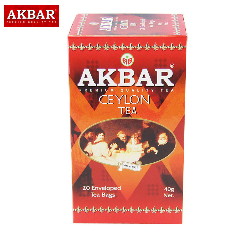 AKBAR斯里兰卡原装进口红茶精选锡兰茶叶20片茶包袋泡茶可做奶茶