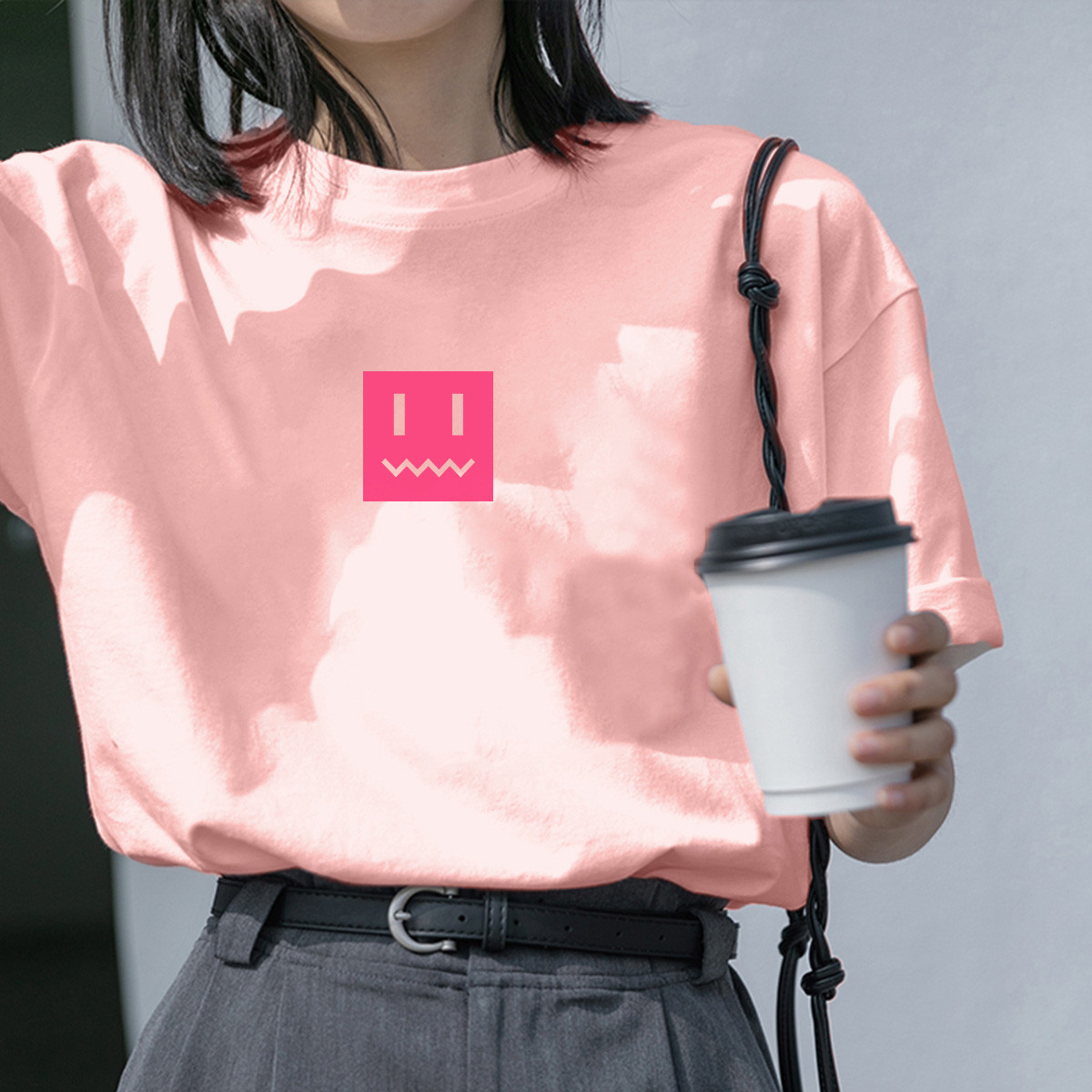 2025夏季女T恤百搭通勤纯棉舒适清凉时尚短袖上衣潮_54 L 粉色