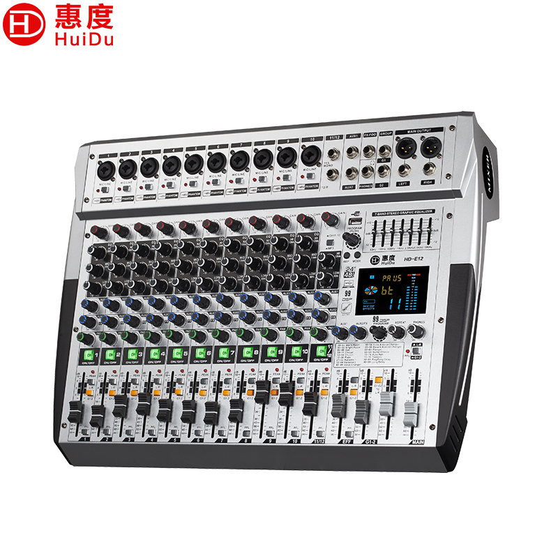 惠度(HuiDu)HD-E12专业舞台演出多功能调音台带编组混响效果7段均衡器调音台高清大图